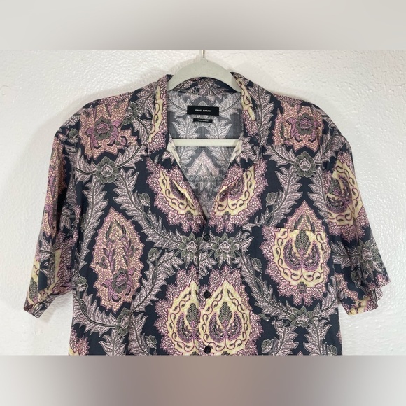 Isabel Marant Iggy Print Short Sleeve Button Up Shirt Oversized Women’s XS - Picture 3 of 14